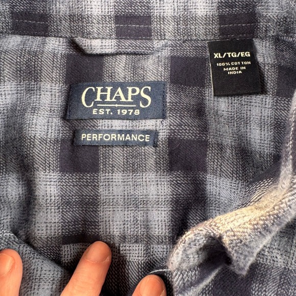 CHAPS Men Plaid Button Down Shirt Long Sleeve Cotton Performance Flannel XL - Picture 4 of 8